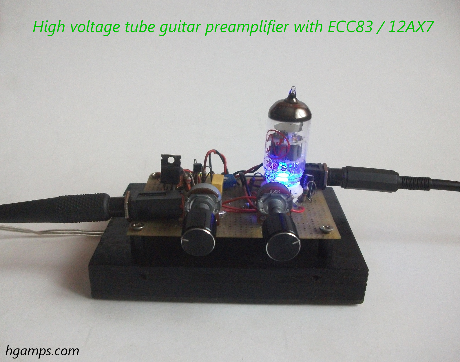 HV tube guitar preamp circuit prototype