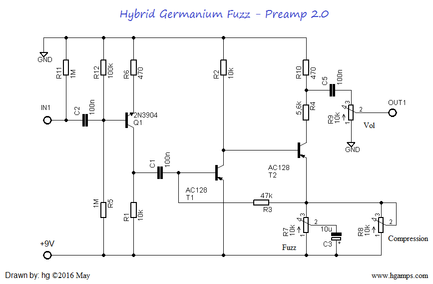 Better quality preamp circuit. Noise potentiometer missed.